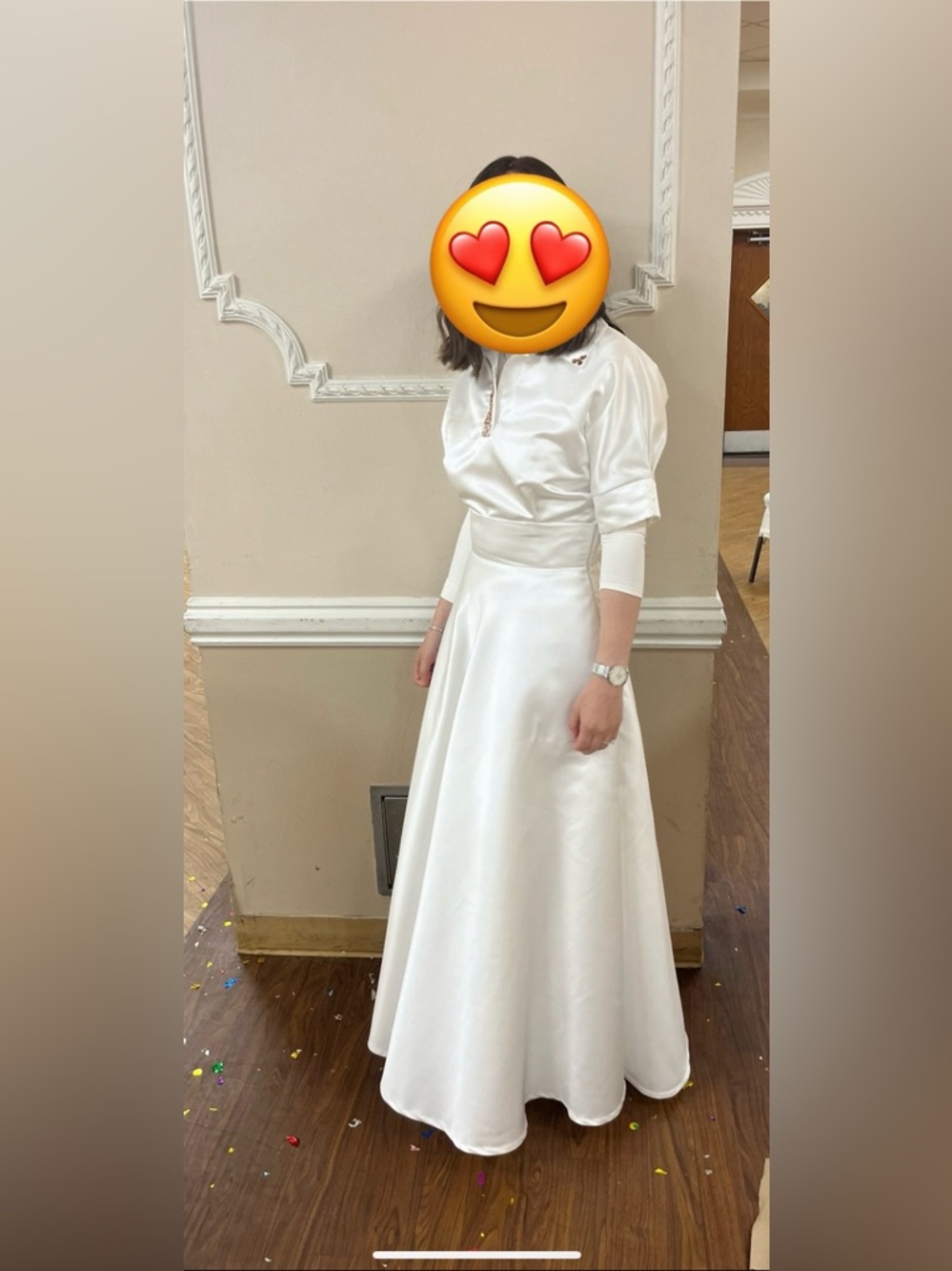 Satin White Modest A-Line Dress- make an offer!!!